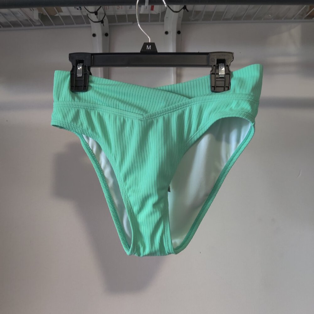 NWoT Decree Women's Ribbed Scoop Waist Bikini Bottoms Mint Size S $40 10HL152